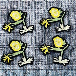Iron On Patches Yellow Flower Embroidery Patches Lot of 4